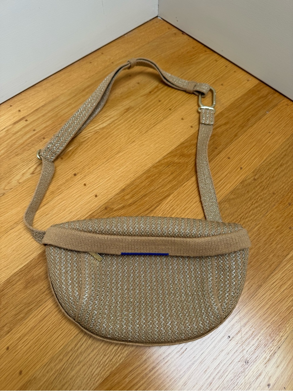Rothy's The Casual Sling. Crossbody Belt Bag, Gold Stripe
